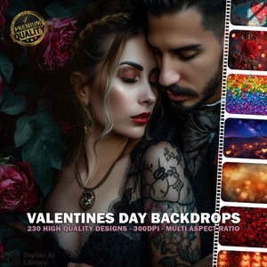 Valentines Day Backdrops, Portrait & Landscape Digital Backdrops, Love, Romance, Hearts, Roses, Romantic, Wedding, Maternity, Photoshop
