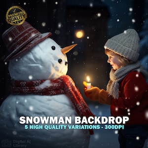 Snowman Backdrop, Digital Backdrops for Photography, Christmas Backdrops, Winter, Family Holidays, Studio Backdrops, Instant Download