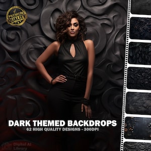 62 Dark Themed High Quality Digital Backdrops, Black, Navy, Backdrops, Backgrounds, Overlays, Photoshop, Photography, Gothic, Moody.