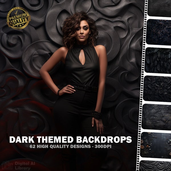 62 Dark Themed High Quality Digital Backdrops, Black, Navy, Backdrops, Backgrounds, Overlays, Photoshop, Photography, Gothic, Moody.
