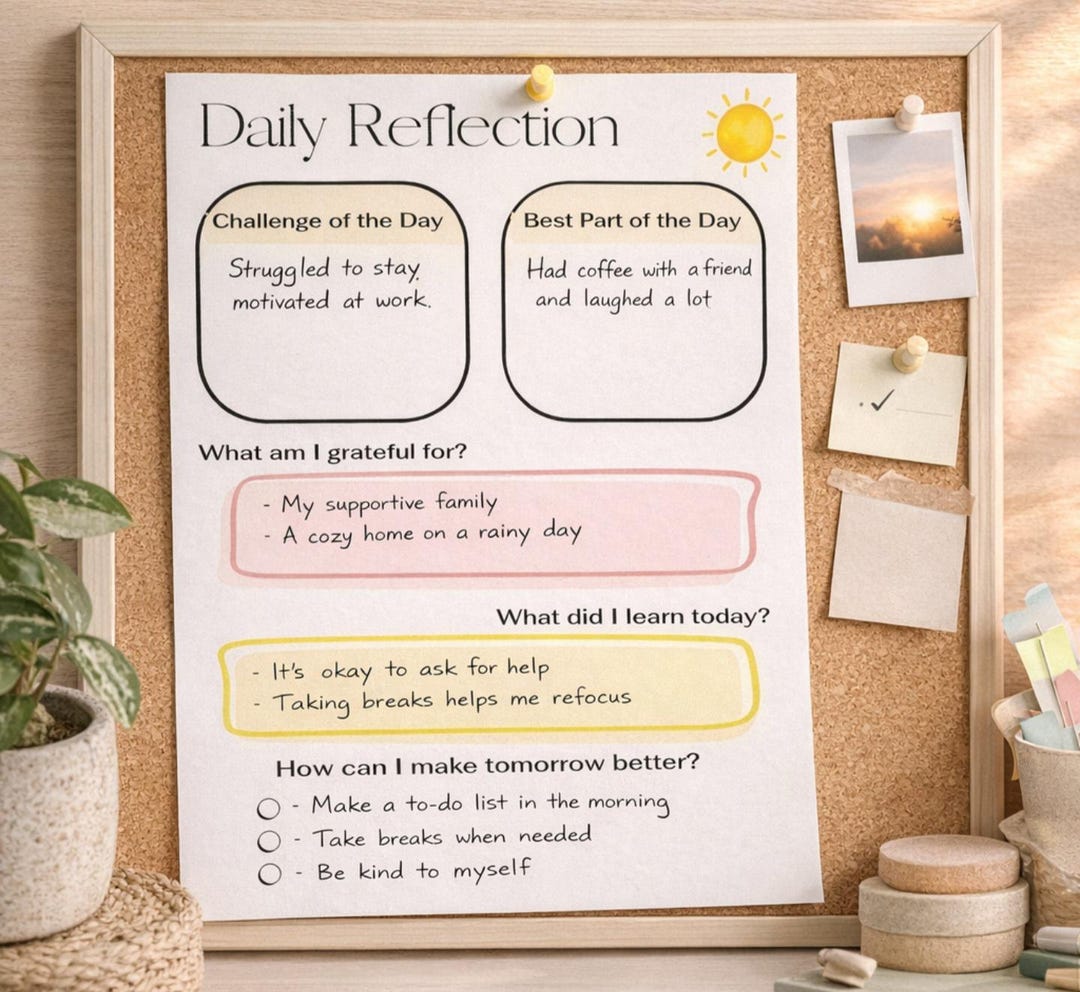 Daily Reflection Printable | Self Care & Mindfulness Journal Page ...