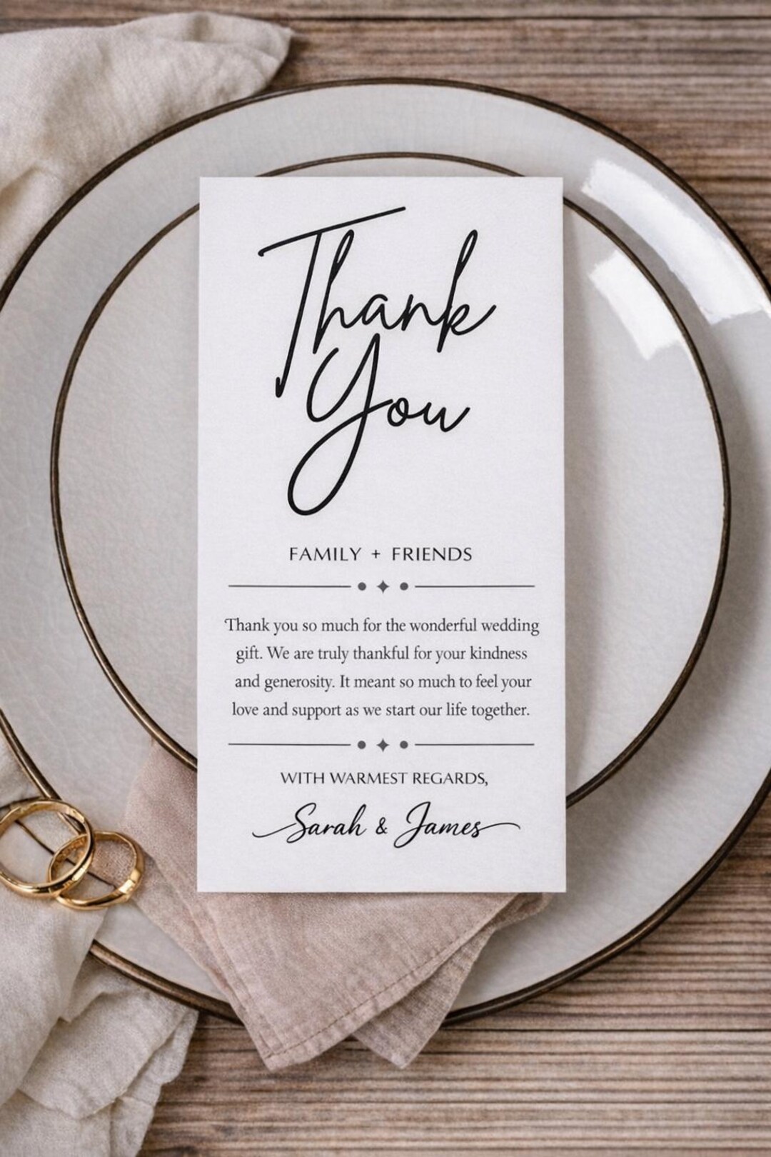 Minimalist Wedding Thank You Card | Modern Black and White (digital ...