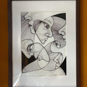 Surreales Gesichtsbild Nr. 3 – Originale handgezeichnete Illustration