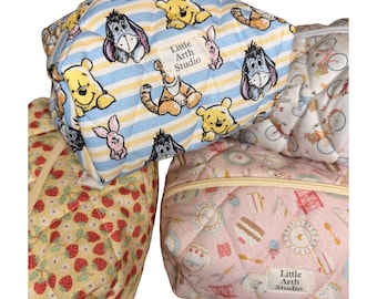 Handmade Quilted Boxy Bag | Small/Medium Cosmetic Pouch | Spring Summer Prints