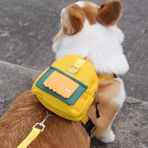 Hunderucksack mit Leine – Haustier-Reisetasche für Hunde – Leckerli-Tasche für das Outdoor-Geschirr – Große Kapazität zur Aufbewahrung von Welpen-Snacks – Gelb