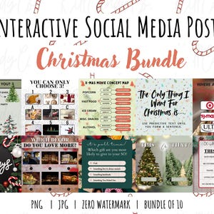 Interactieve kerstbetrokkenheidsposten voor sociale media, bundel van 10, JPG, PNG, Facebook, Instagram