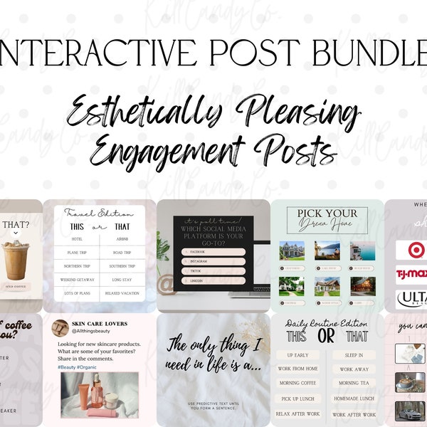 Interactive social media posts, pre-made Facebook and Instagram posts, Engagement post bundle, JPG, high res, instant download