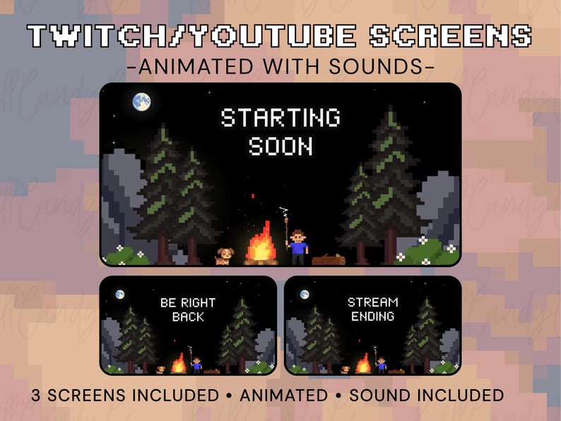 Animated Pixel Art Twitch Screens, Cozy Stream Overlay, Starting Soon ...