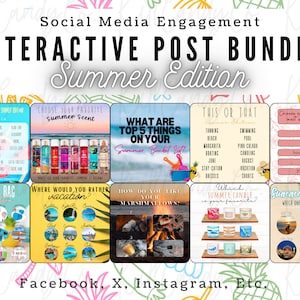 Interactieve posts op sociale media, zomereditie, Facebook- en Instagram-posts, bundel engagementposts, png, jpg, hoge resolutie, directe download