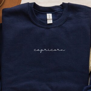 Zodiac Sign Capricorn Embroidered Crewneck Sweatshirt