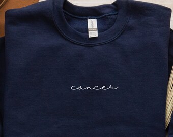 Sweat-shirt brodé à col rond du signe du zodiaque Cancer