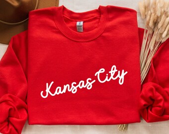 Sudadera con cuello redondo bordada de fútbol de Kansas City