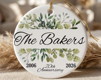 Ornement personnalisé pour le 20e anniversaire de mariage, souvenir de mariage, ornement avec initiale, cadeau pour le 50e anniversaire de mariage