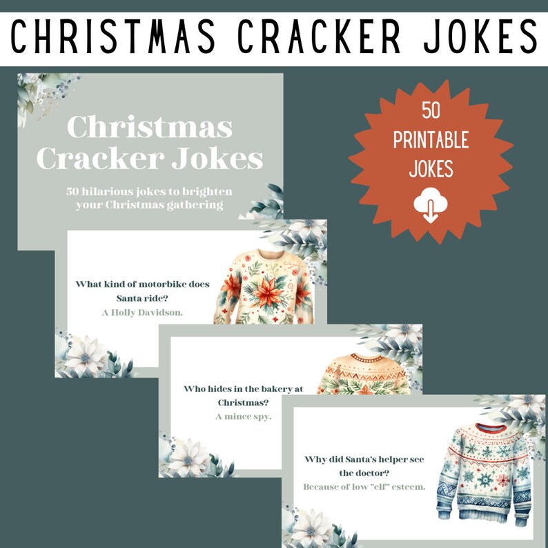 Printable Christmas Cracker Jokes DIY Cracker Mottos &amp; Snaps for ...