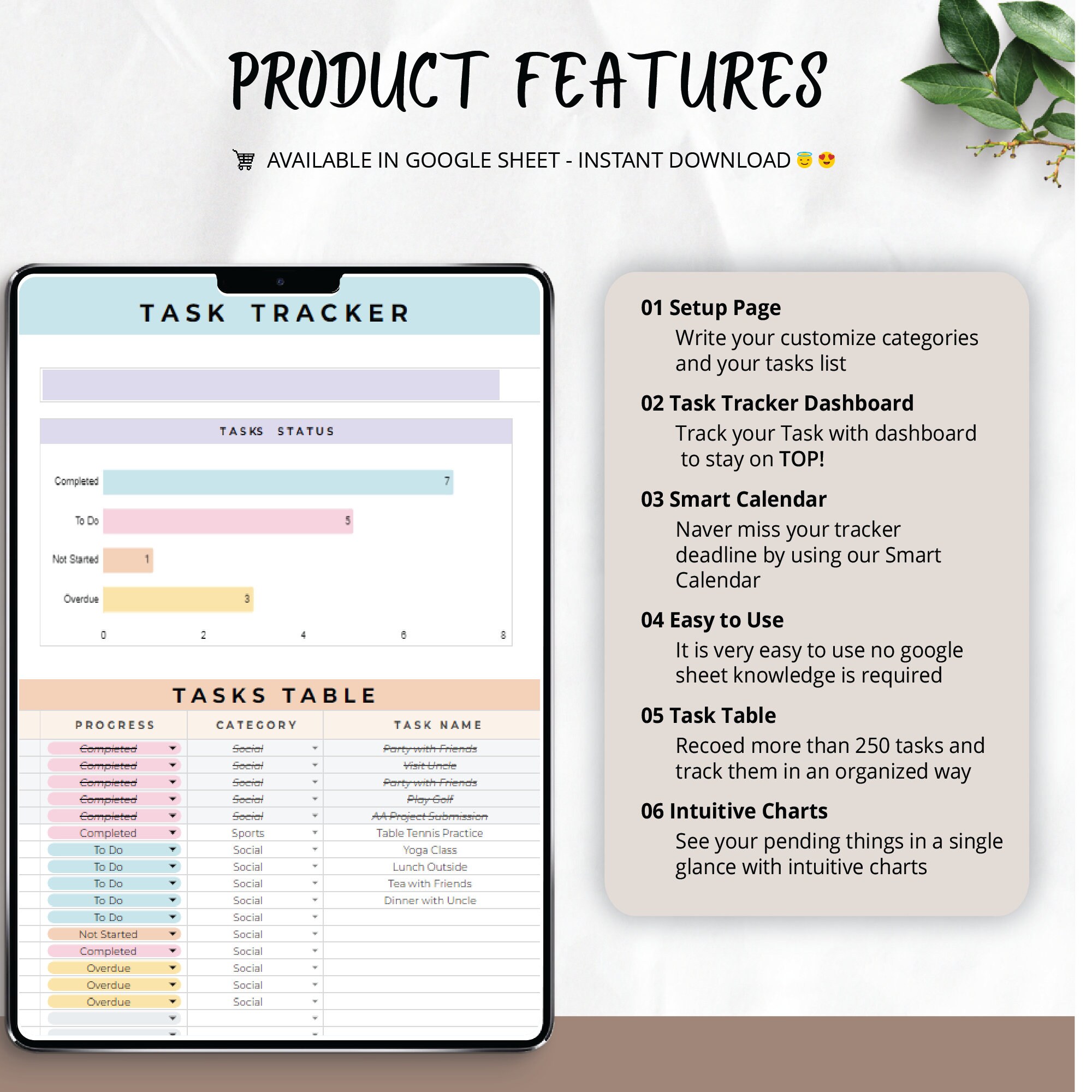 Buy Task Tracker Spreadsheet to Do List Productivity Planner Daily ...