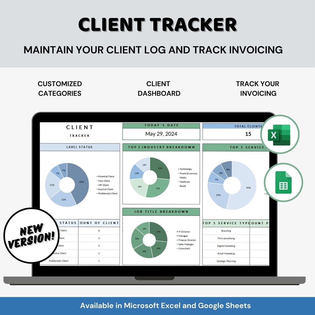 Buy Client Tracker & Management CRM Dashboard Small Business Planner ...