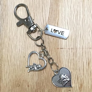 Silver Cupid Bag Charm: Swinging Heart Keychain, Personalized Initial