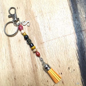 Natural Stone Bag Charm with Tassel - Personalized Keychain