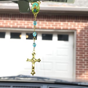 Crucifix Cross and Christian Metal Rearview Mirror Car Charm