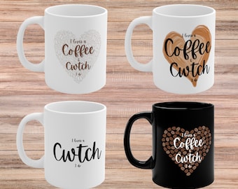 Welsh Cwtch & Coffee Lovers Mug Gift, Cymraeg Mug, Cariad Cymru.