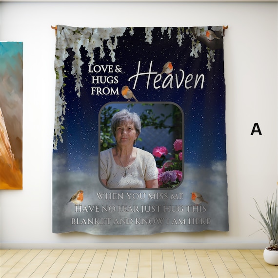 Memorial Photo Fleece Blanket, Custom Keepsake Picture Blanket