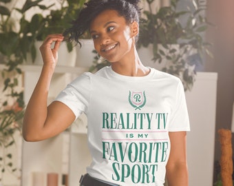 Reality TV Is My Favorite Sport Short-Sleeve Unisex T-Shirt, Bravo Con Fans, Bachelor Fans Shirts (Green & Pink Design)