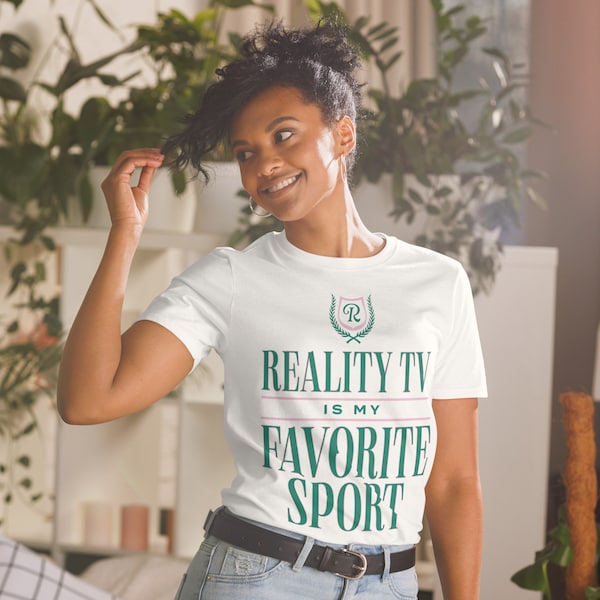 Reality TV Is My Favorite Sport Short-Sleeve Unisex T-Shirt, Bravo Con Fans, Bachelor Fans Shirts (Green & Pink Design)