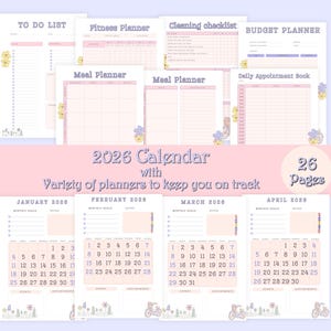Klassisk planerarpaket utskrivbar med årskalender 2026 - digitala utskrivbara planerare, DIREKT NEDLADDNING