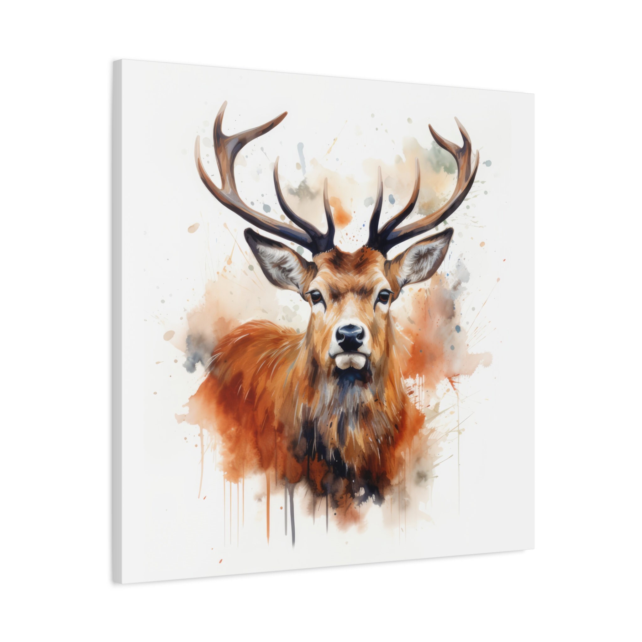 Scottish Red Deer Stag Wall Art Canvas in Watercolour Style Ideal to
