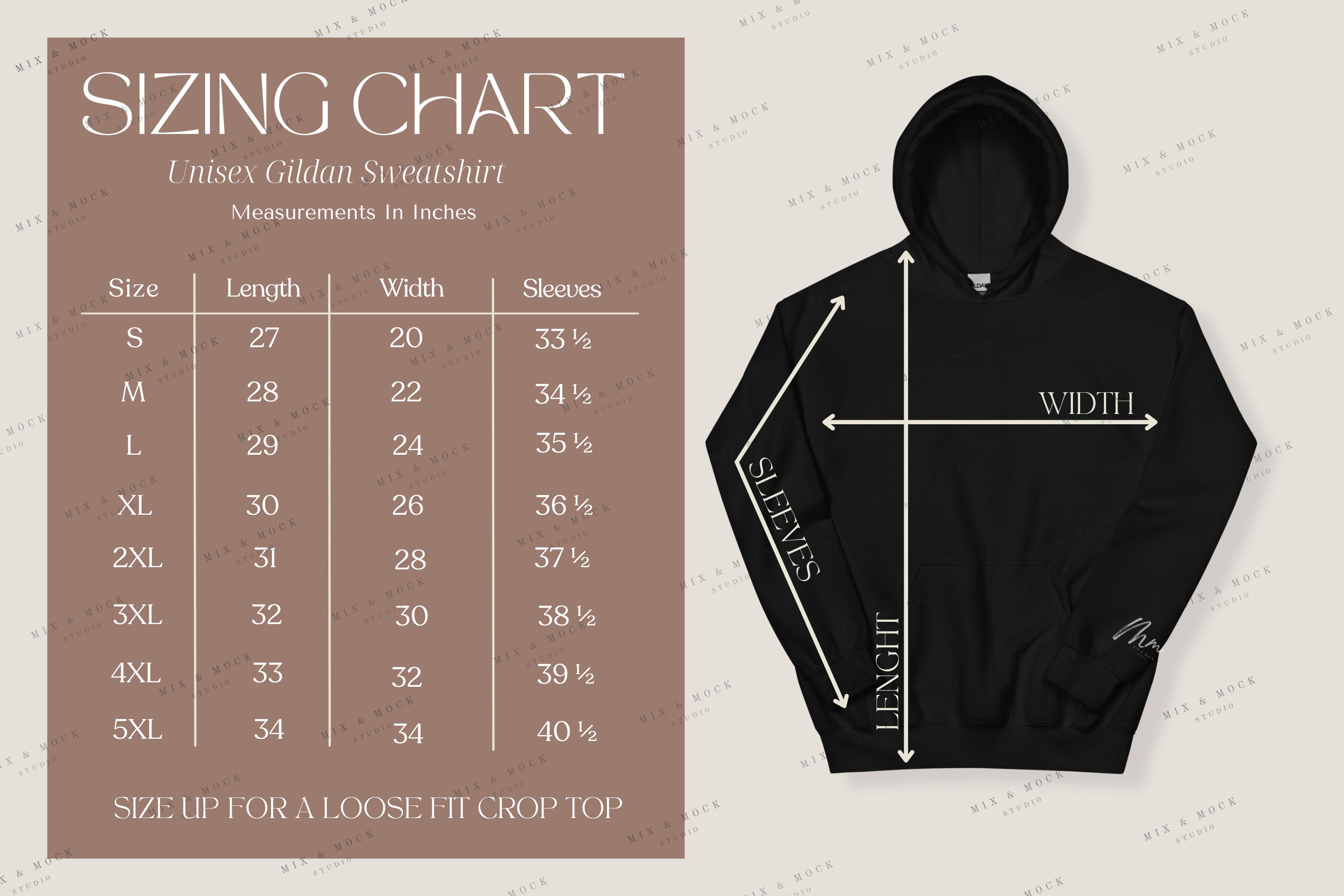 Gildan pullover hoodie size chart 2025