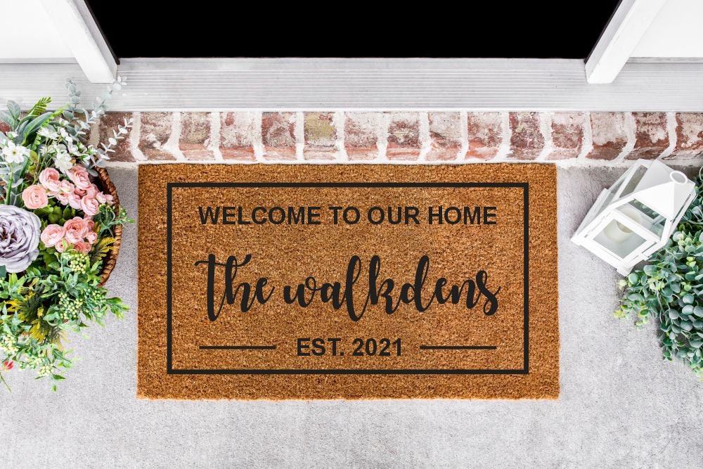 to Our Home Personalized Family Name Doormat Established Date