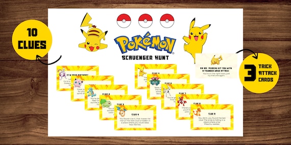 Pokemon Birthday Party - Printable Scavenger Hunt | Instant download
