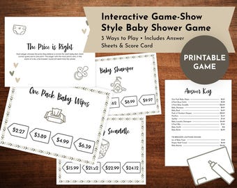 Baby Shower Price Is Right – Juego interactivo estilo concurso + fácil de jugar / Descarga instantánea