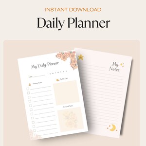 Daily Planner | daily tracker | plan your day | productivity | organisation | digital planner | printables | printable planner | to do list
