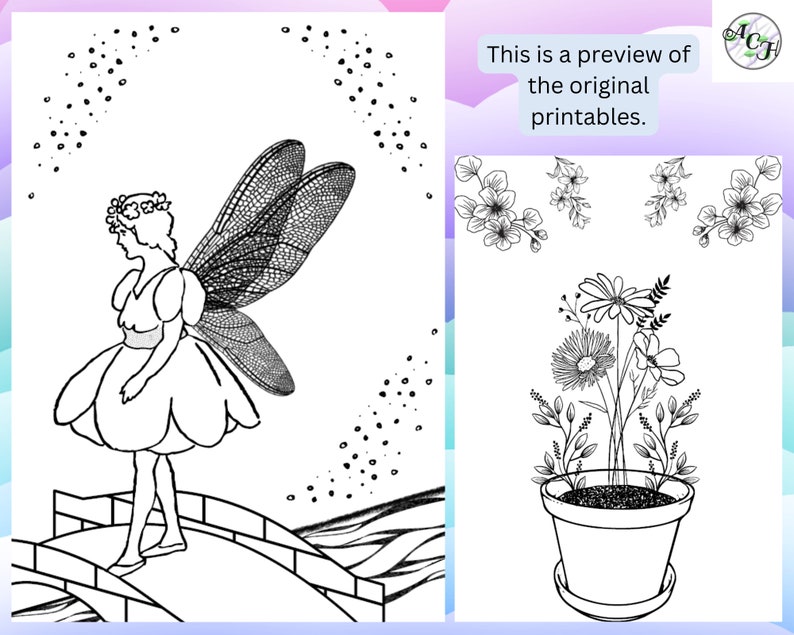 Fairies and Flowers Colouring Pages - Etsy