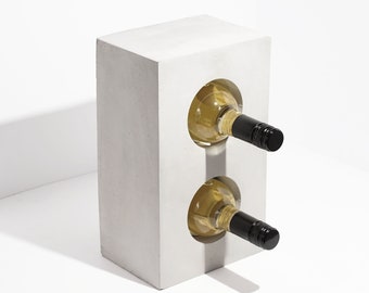 Betonnen wijnfleshouder - Keukenflessenrek Wijnopslagstandaard - Handgemaakt uniek keukendecor - Minimalistisch huisdecor