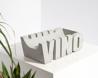 Betonnen wijnfleshouder - Keukenflessenrek Wijnopslagstandaard - Handgemaakt uniek keukendecor - Minimalistisch huisdecor