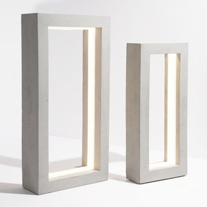Concrete LED Table lamp - Handcrafted Modern Bedside Light - Unique Side Light - Minimalistic Home Decor