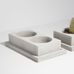 Betonnen dubbele cactusplantenbak Plantpot Cactusbak Luxe handgemaakte plantenbak Minimalistisch huisdecor afbeelding 2