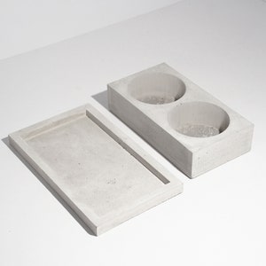 Betonnen dubbele cactusplantenbak Plantpot Cactusbak Luxe handgemaakte plantenbak Minimalistisch huisdecor afbeelding 6