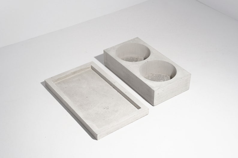 Betonnen dubbele cactusplantenbak Plantpot Cactusbak Luxe handgemaakte plantenbak Minimalistisch huisdecor afbeelding 6