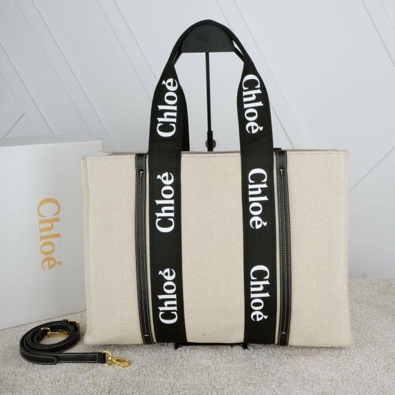 Chloe Straw Bag Handmade with leather, Large Wood… - image 1
