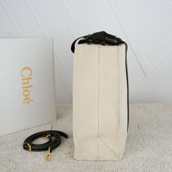 Chloe Straw Bag Handmade with leather, Large Wood… - image 2