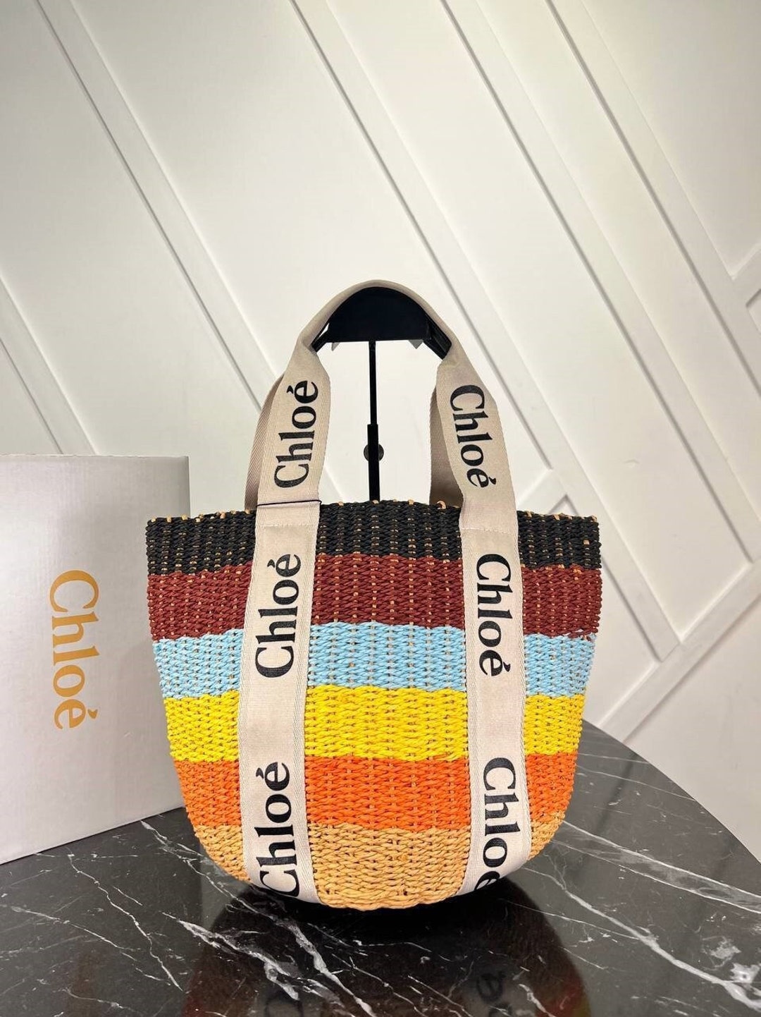 Chloe Straw Bag Handmade With Leather Large Woody Basket Etsy