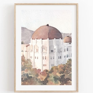 Griffith Observatory Los Angeles Watercolor Poster Print