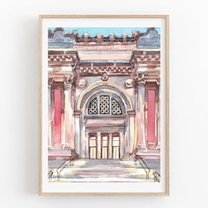 Colorful Metropolitan Museum of Art Watercolor Poster Print, New York City