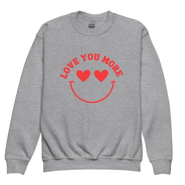 Love You More Sweatshirt, kids apparel, loungewear, comfy, unisex, gender neutral, valentines day, heart eyes, kids clothing, sweatshirt