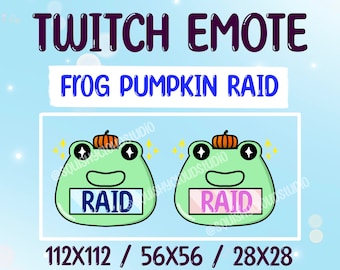 Emotes de incursión de calabaza y rana kawaii - Twitch, Discord, prediseñados