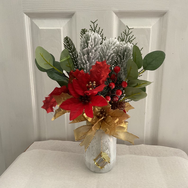 Christmas Floral Arrangement Etsy