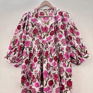 Pink Floral  Print Kyra Midi Dress Mini Dress For Women Summer Dress Perfect Gift For Your Loved Ones Gift For Your Loved short tunics